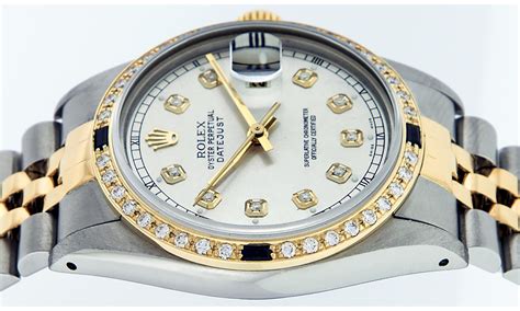 rolex mens 2 tone 14k silver & sapphire diamond 36mm|two tone Rolex colors.